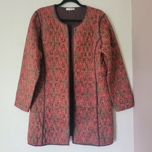 VINTAGE Orvis Quilted Jacket with Red Boho Print